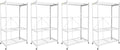 Origami 4-Pack R5 Storage Rack, 4-Tier Heavy-Duty Foldable Steel Shelf with Wheels, White