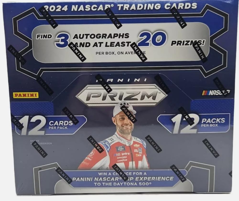 2024 Panini PRIZM Racing NASCAR Factory Sealed HOBBY Box 3 AUTOGRAPHS and at least 20 Parallels Per Box. 12 Packs of 12 Cards.