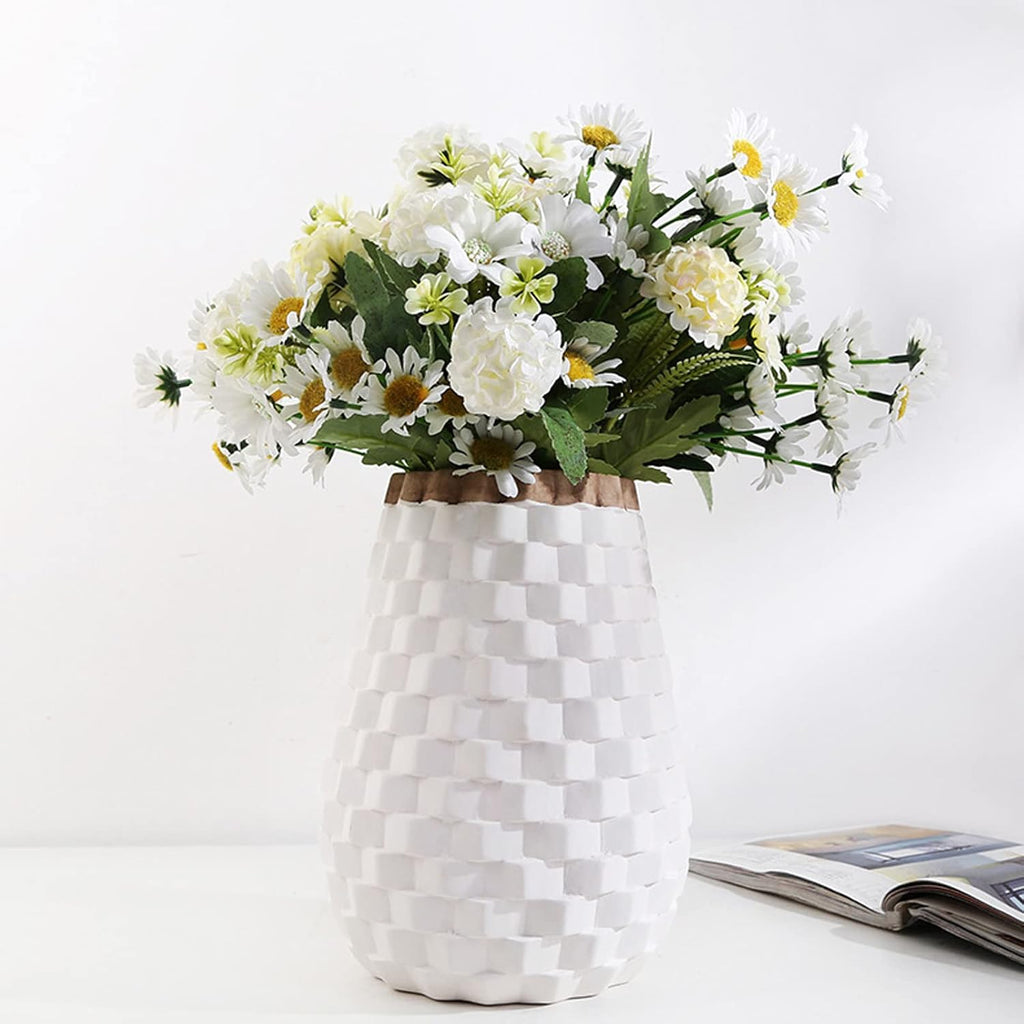 White Vase Set of 2, Ceramic Vase for Pampas Grass, Flower Vase for Living Room Bedroom Home Decor Accessories,White
