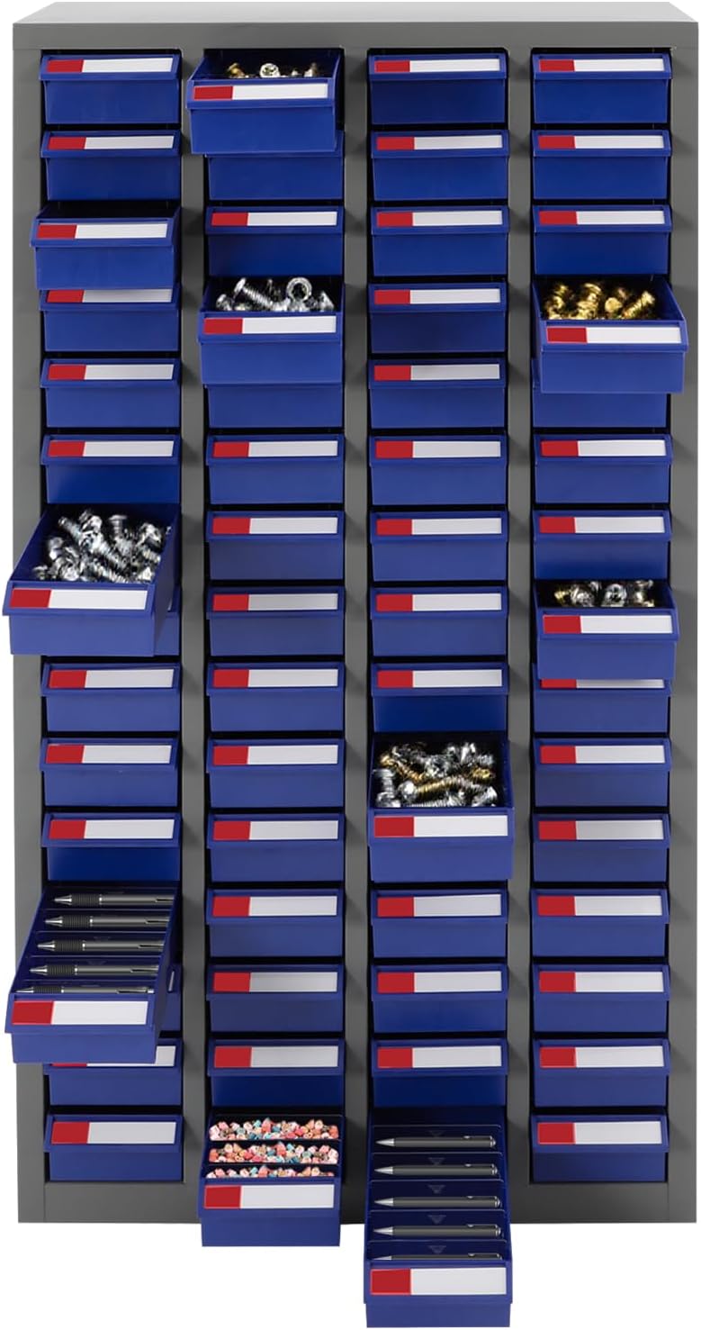 Bolt and Nut Tool Storage Cabinet,Parts Cabinet,Organization Shelves with ABS Material Drawer,Metal Organization Shelves for Garage, Store, Workshop (60 Drwaers Blue)