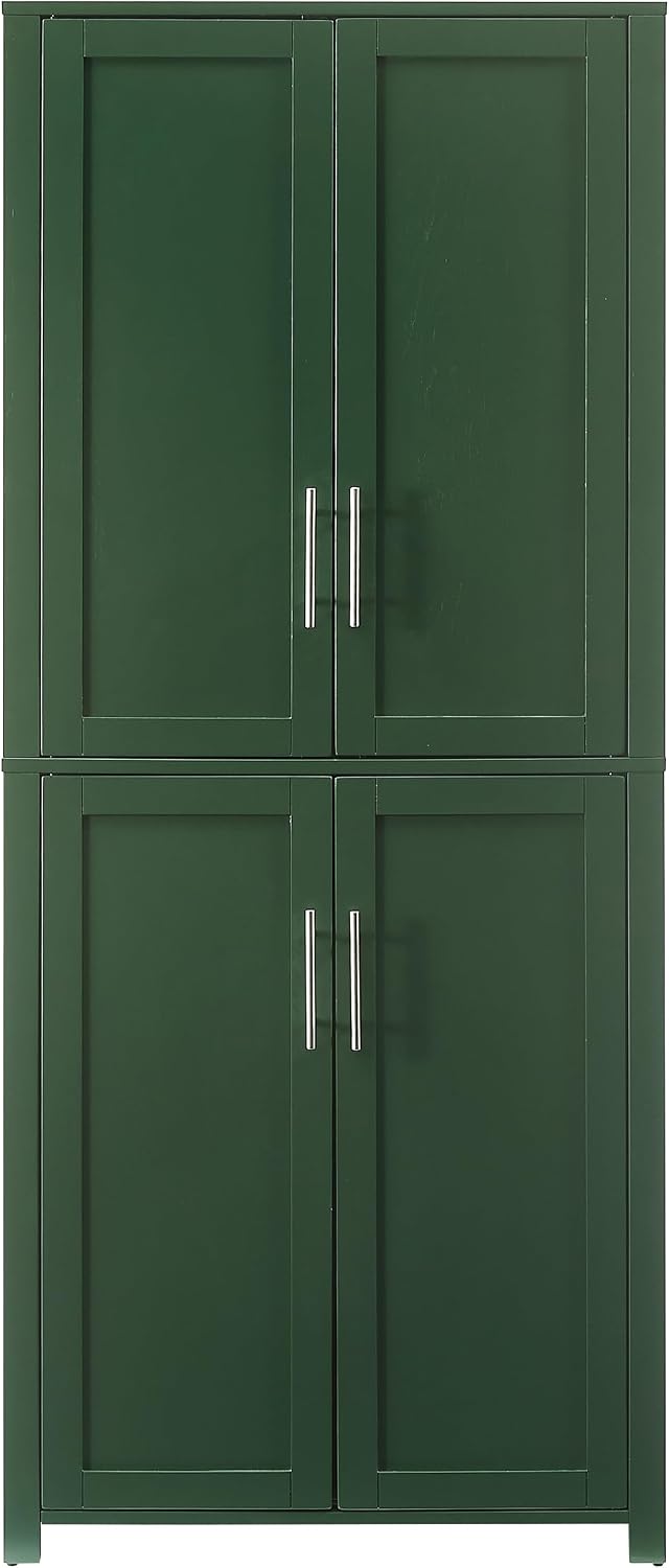 Crosley Furniture Savannah Tall Pantry Storage Cabinet with Shelves, Kitchen, Dining, or Laundry Room, Hunter Green