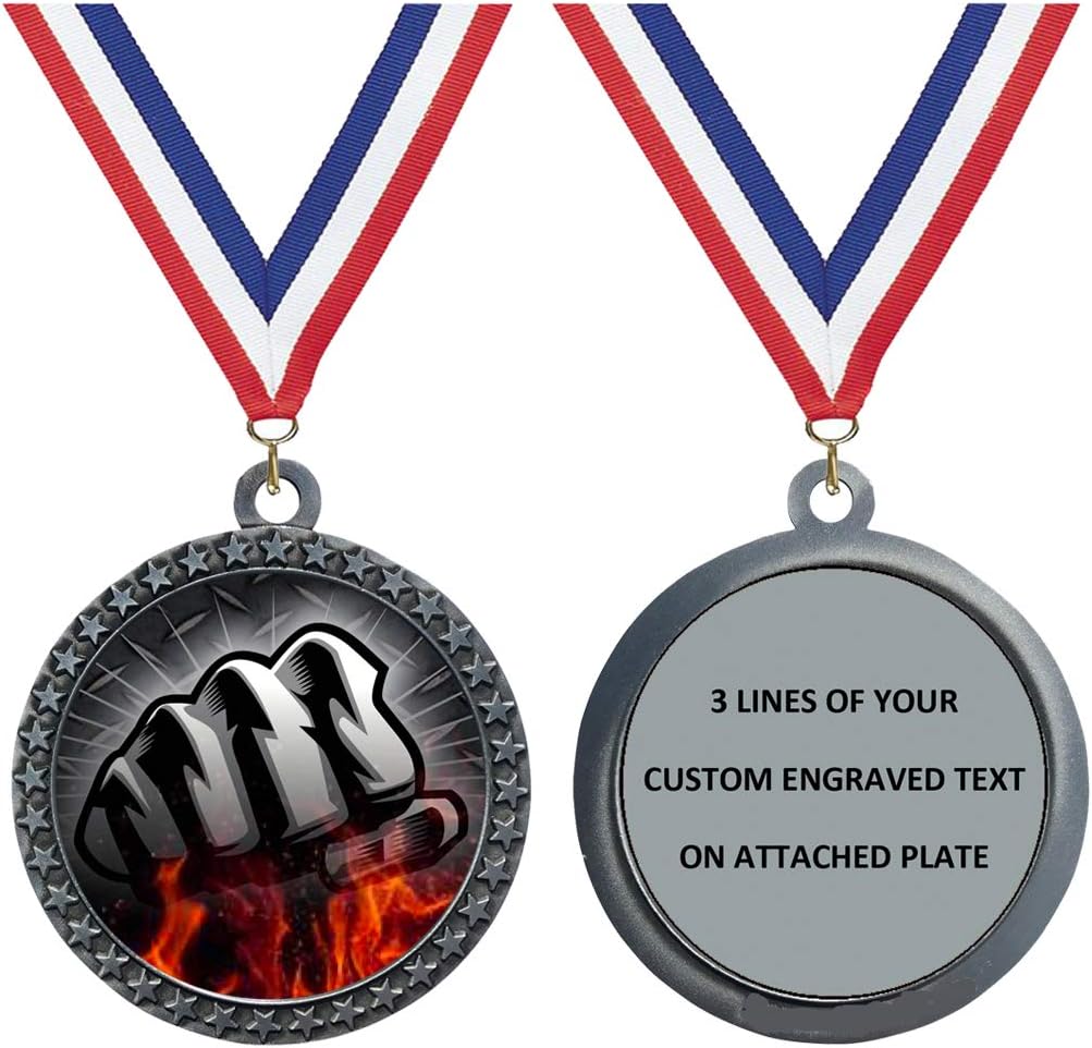 Express Medals Various Styles 1 to 50 Pack of Engraved Silver Martial Arts Medals Trophy Award with Neck Ribbon Medal Trophies Gift Prize Karate