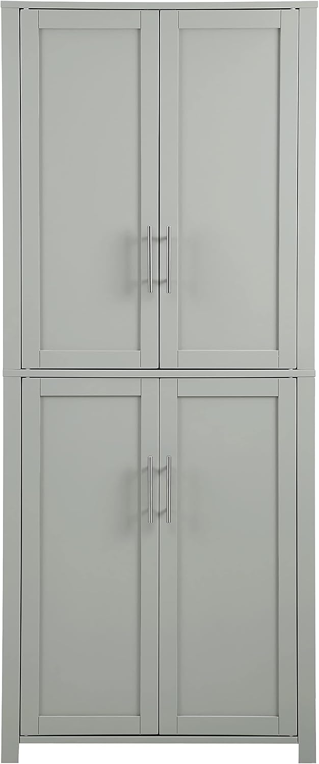 Crosley Furniture Savannah Tall Pantry Storage Cabinet with Shelves, Kitchen, Dining, or Laundry Room, Gray