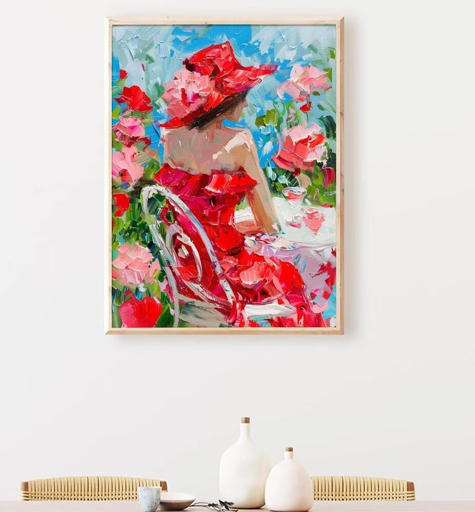 Paint by Number for Adults Woman Adult Paint by Number on Rolled Canvas Drawing Acrylic Paintwork DIY Crafts Without Frame Red40x53 inch Model YEYUMEOZY-M