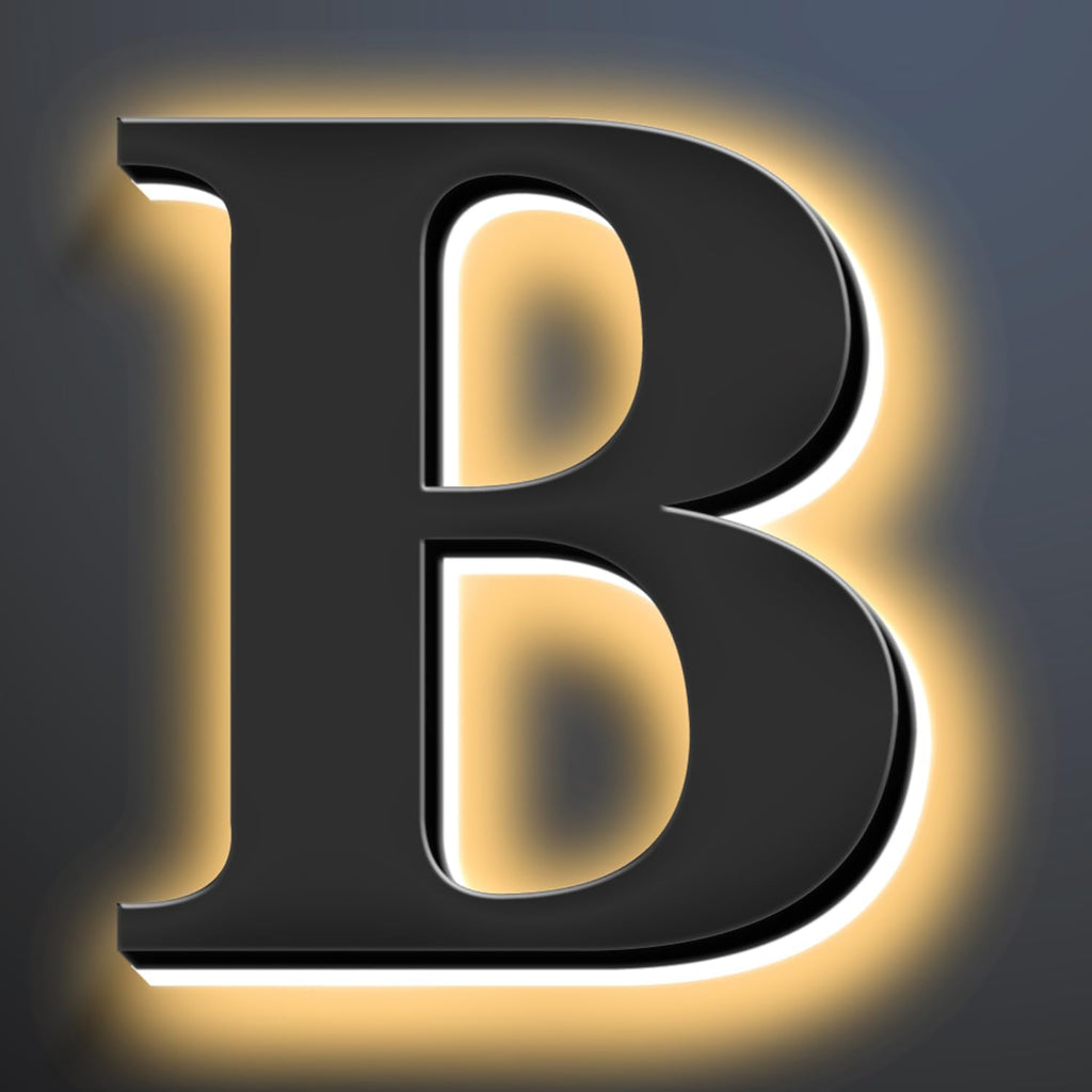 Backlit Illuminated LED House Numbers Upgrade Your Address Signs 16 Inch, Large Modern Light Up Address Numbers Signs, Stainlesss Steels Home Address Signs,B