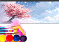 Pink Tree Paint by Numbers for Adults, DIY Paint by Number Canvas Acrylic Kit, Painting by Numbers for Beginner Kits, DIY Oil Painting Acrylic Paints for Gift Home Wall Decor (Without Frame) 90x180cm