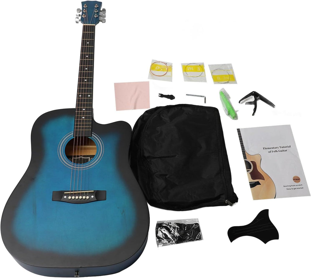 WALFRONT 41 Inch Guitar Kit, Acoustic Guitar for Beginner with Picks Capo Spare Strings Strap Bag, Premium Basswood Matte Craft Lightweight Portable