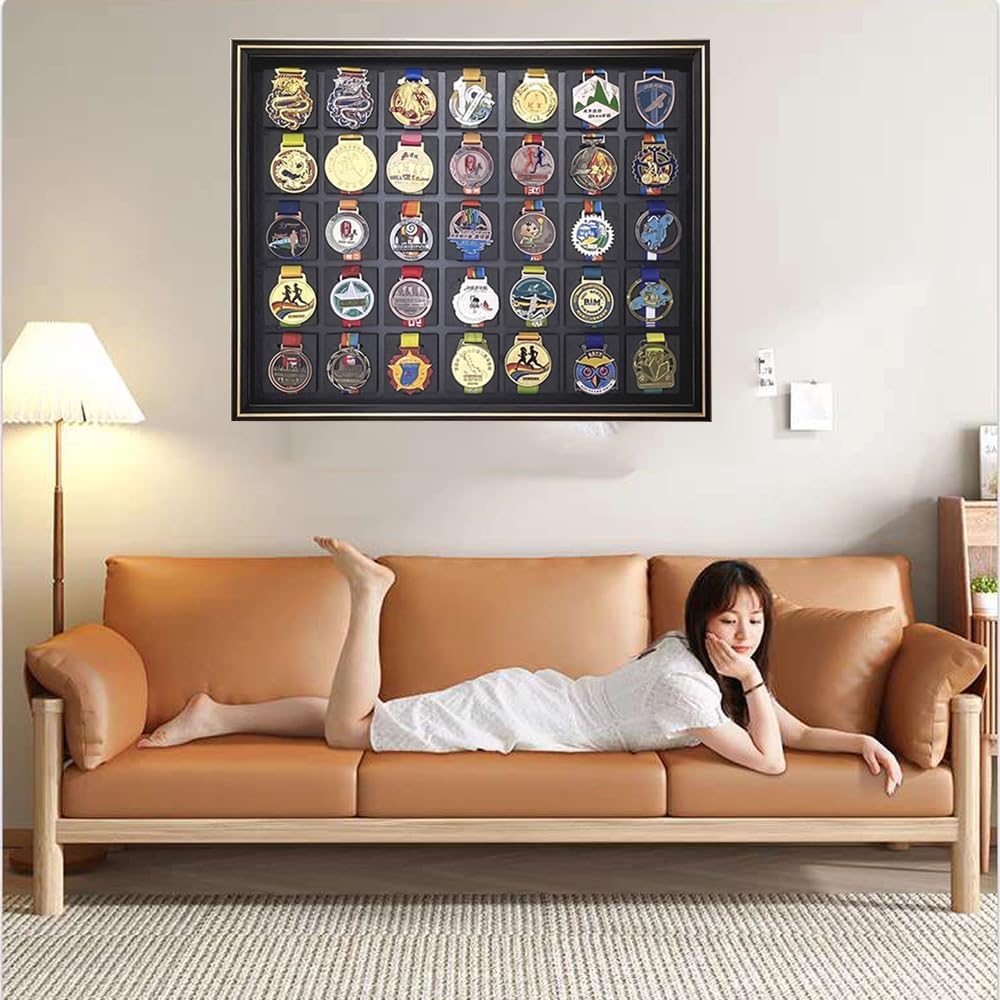 Marathon Medal Display Frame-Medal Display Frame-Medal Display case3D Medal Box Photo Frame, Runner, Marathon, Race Champion, Football, Gymnastics and All Sports Medal Medal Medal Badge (PS35)