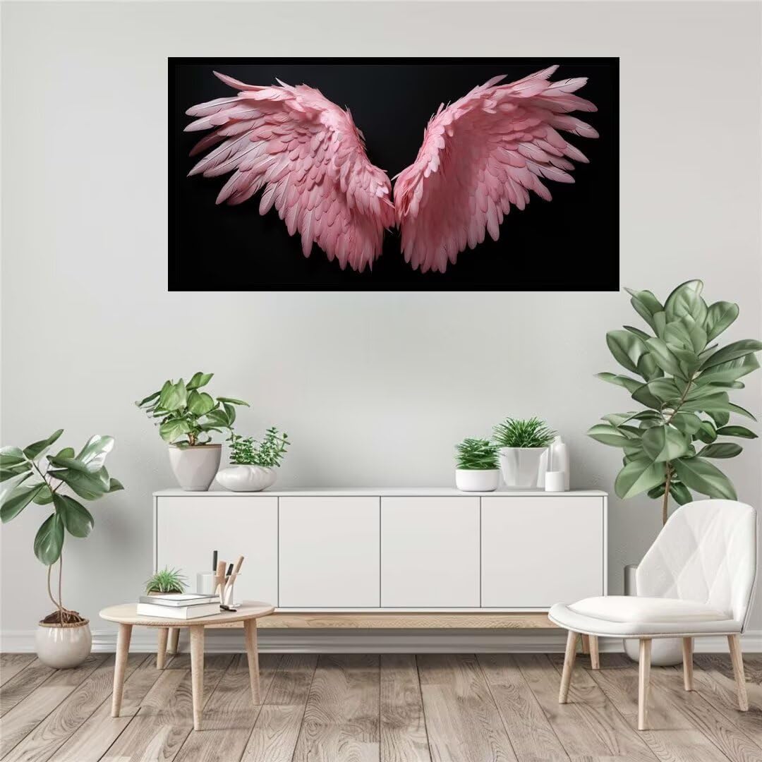 Paint by Numbers Kits for Adult Beginners, Paint by Numbers Pink Wings, DIY Paint by Numbers Painting with Paints and Brushes Kits, DIY Canvas Oil Painting Kit, for Home Decor (Without Frame) 90x260cm