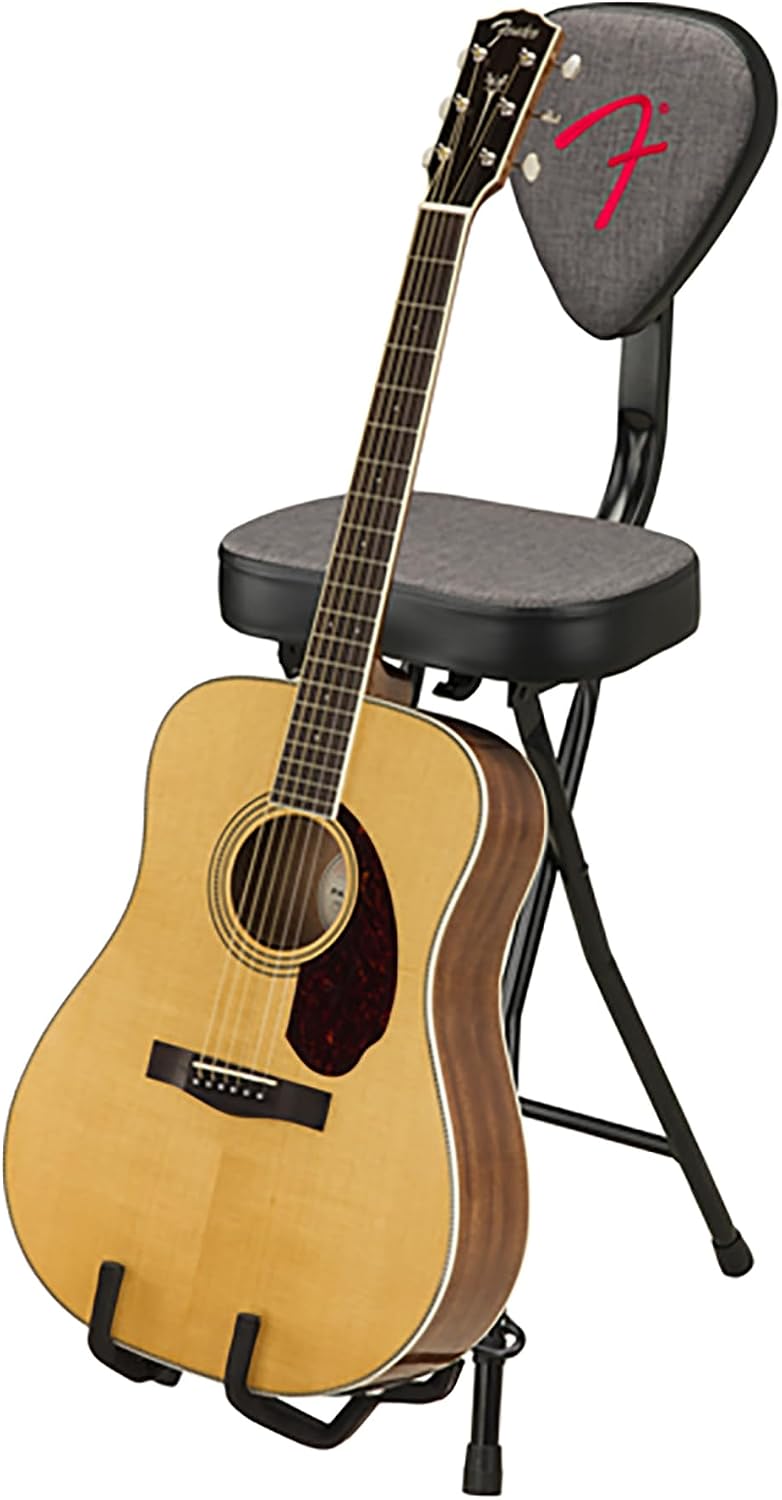 Fender 351 Studio Seat/Guitar Stand Combination Bundle with Guitar Strap and Austin Bazaar Exclusive 24-Pack Picks