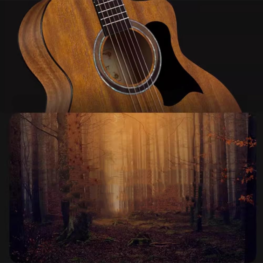 Wood Acoustic Guitar for Adults, Elementary Tutorial of Folk Guitar for Beginners, with Gig Bag, Tuner, Strings, Picks,Yellow,40in