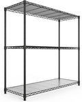 pouseayar 3 Tier NSF Metal Shelf Wire Shelving Unit, 1050lbs Capacity Heavy Duty Adjustable Storage Rack with Shelf Liners - 48' H x 48' L x 18' D for Closet Kitchen Garage Basement and More - Black