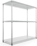 pouseayar 3 Tier NSF Metal Shelf Wire Shelving Unit, 1050lbs Capacity Heavy Duty Adjustable Storage Rack with Shelf Liners - 48' H x 48' L x 18' D for Closet Kitchen Garage Basement and More - Chrome