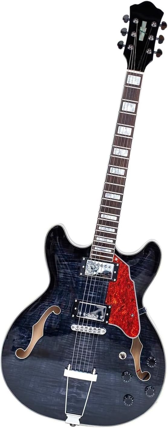 Beginner Jazz Electric Guitar With Hollowed Out Trapezoidal Tailboard Bridge And Fit Professional Electric Guitar(Black)