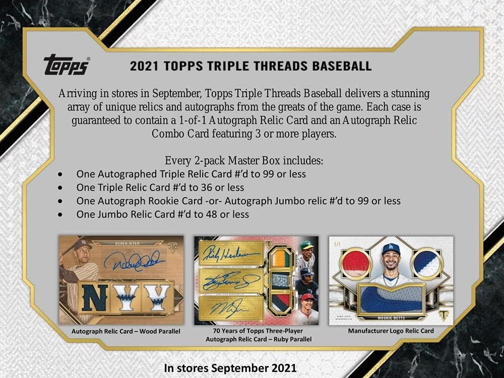 2021 Topps Triple Threads Baseball Hobby Box (2 Packs/7 Cards: 2 Autos)