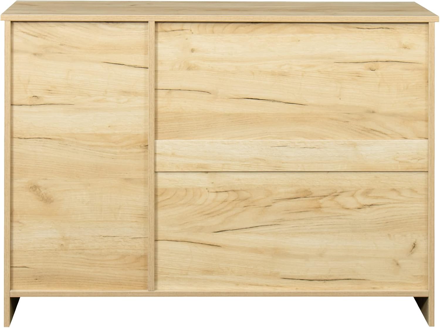 43' Modern Wood Freestanding Storage Cabinet, Kitchen Storage Bakers Rack with Easy Cleaning, Utility Food Cupboard with 2 Drawers for Dining Room, Oak