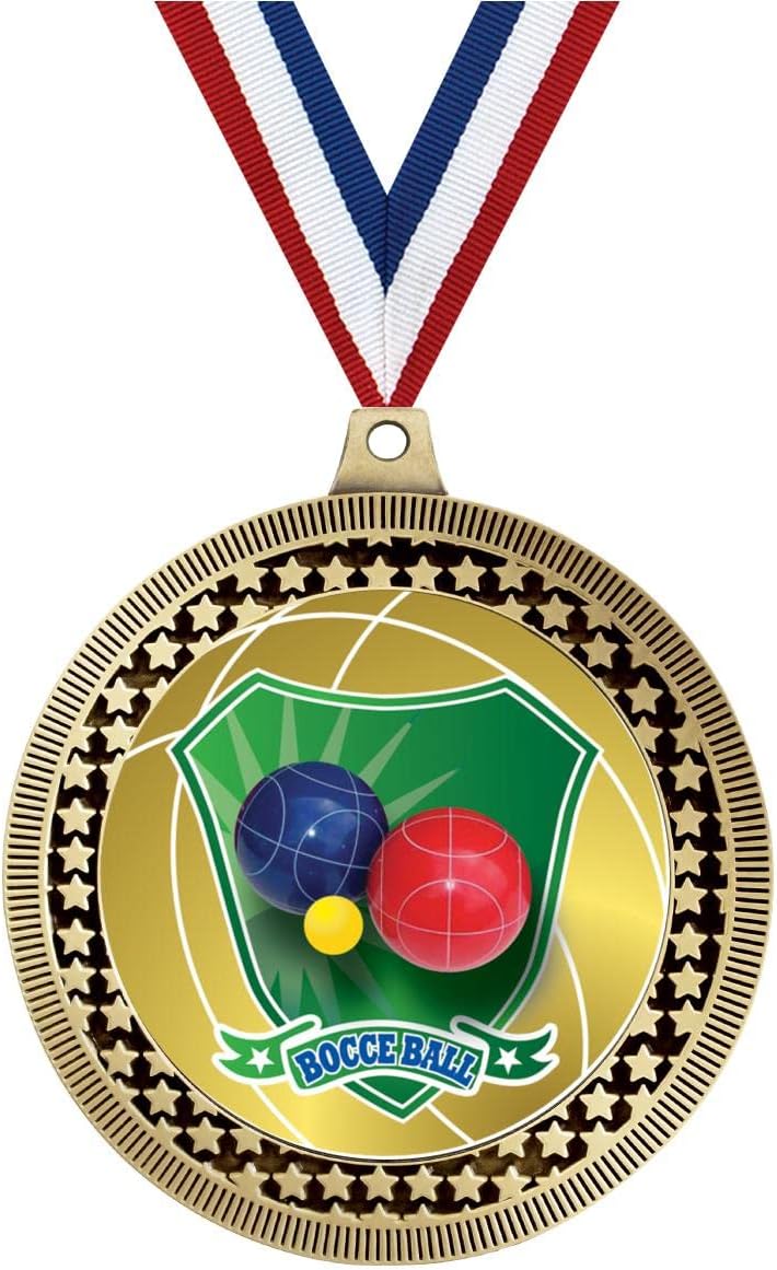 2.75' Bocce Ball Medals, Gold Vega Trophy Award with Free Neck Ribbon Prime