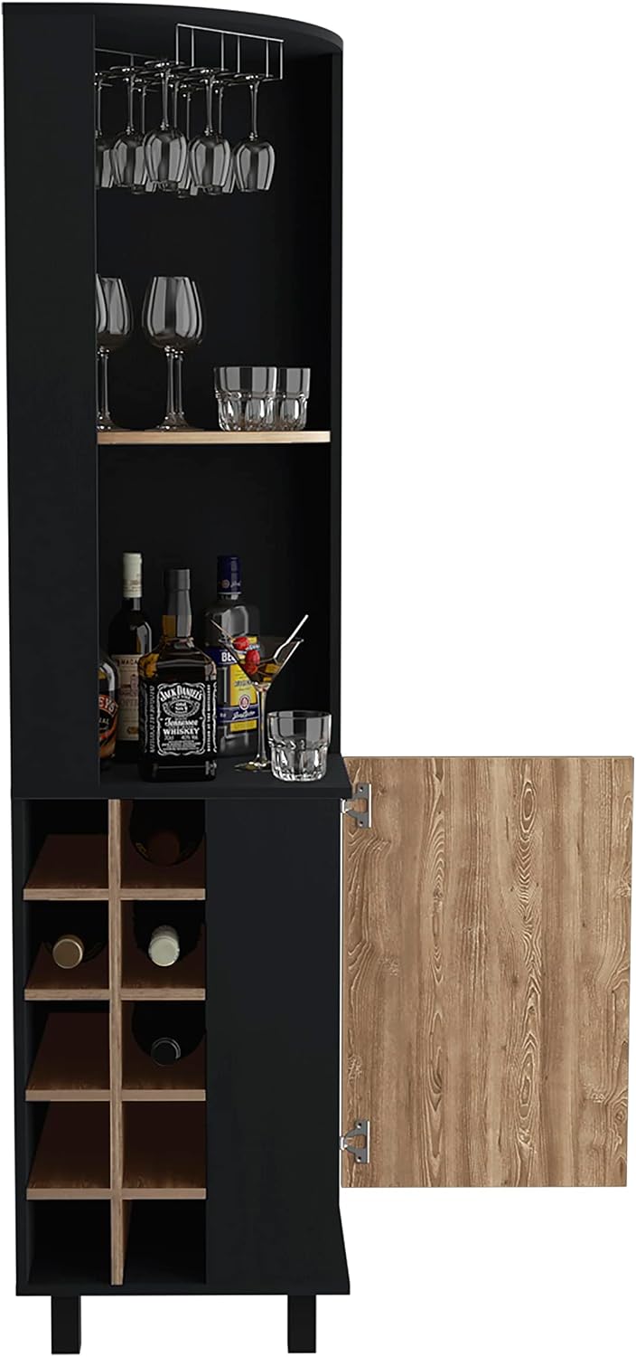 71' Corner Freestanding Storage Cabinet, Kitchen Storage Bakers Rack with 4 Shelves, Utility Food Cupboard with Stemware Rack, Multi