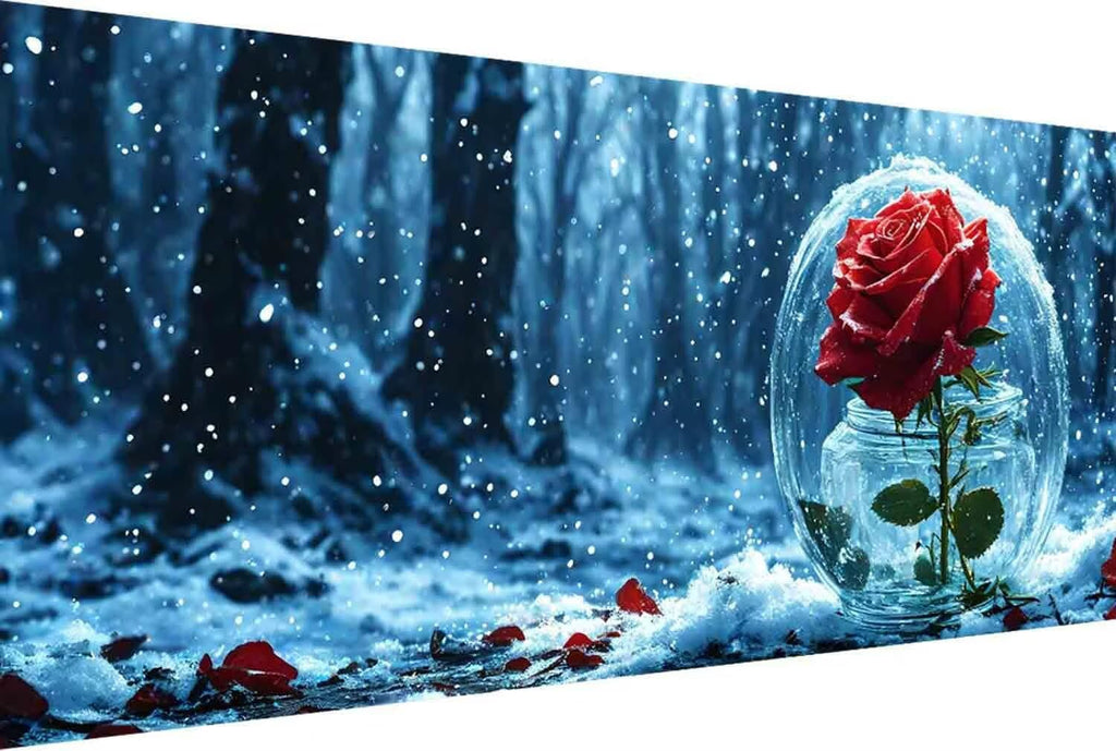 Flower Paint by Numbers Red Rose Painting Kits for Adults Beginner Painting by Numbers pre Drawn Canvas with Brush Acrylic Oil Paint Adult Craft, Gifts for Women, Room Decor (100x200cm Framed) -70s5