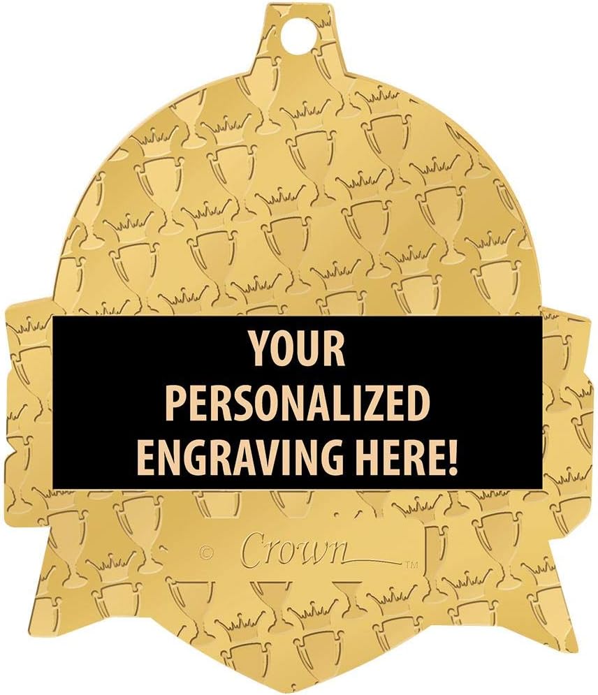 Crown Awards 2 1/4' Royal Soccer Medals, Shiny Gold Soccer Medals with Free Engraving