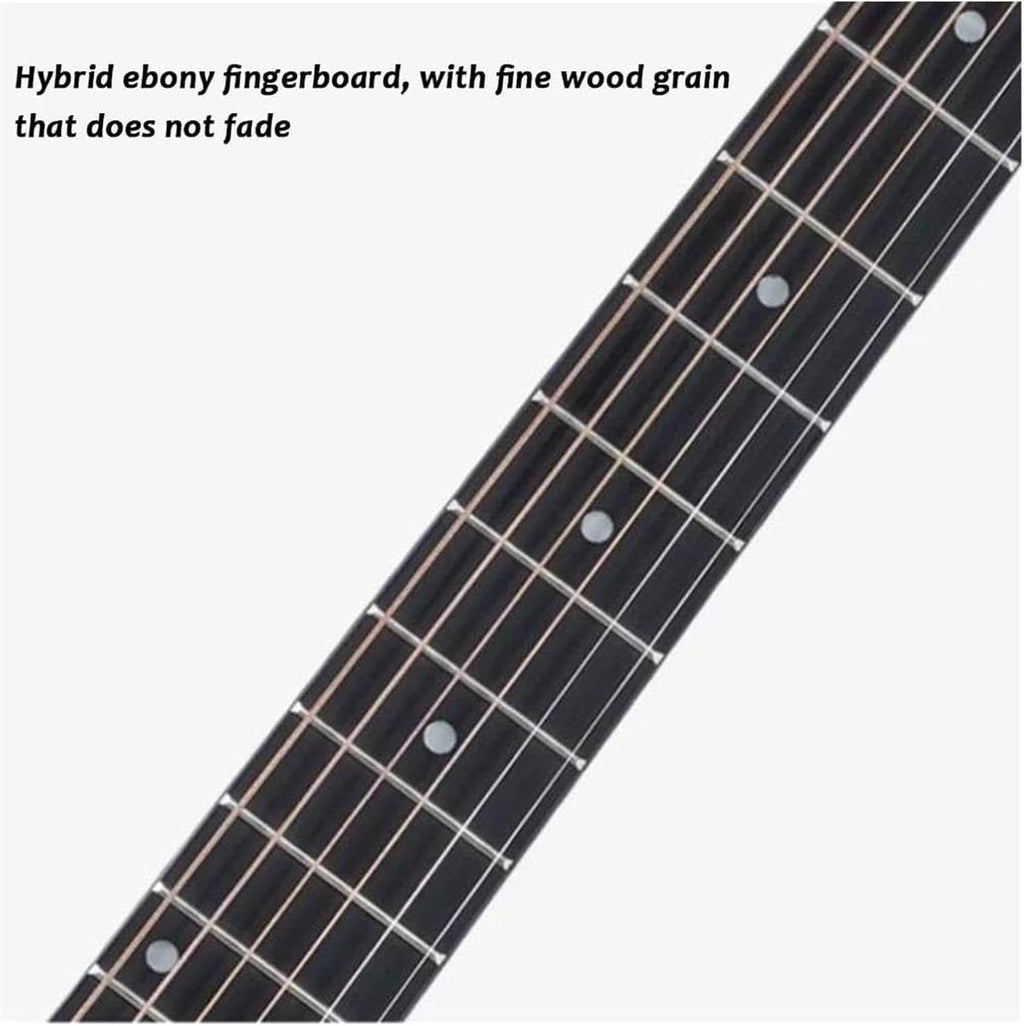 MXL&LJB 41' Acoustic Guitar for Beginner, Full Size Thin Cutaway Guitarra, Lightweight Body Suitable for Adult Teen with Gig Bag and Other Accessories(Black)
