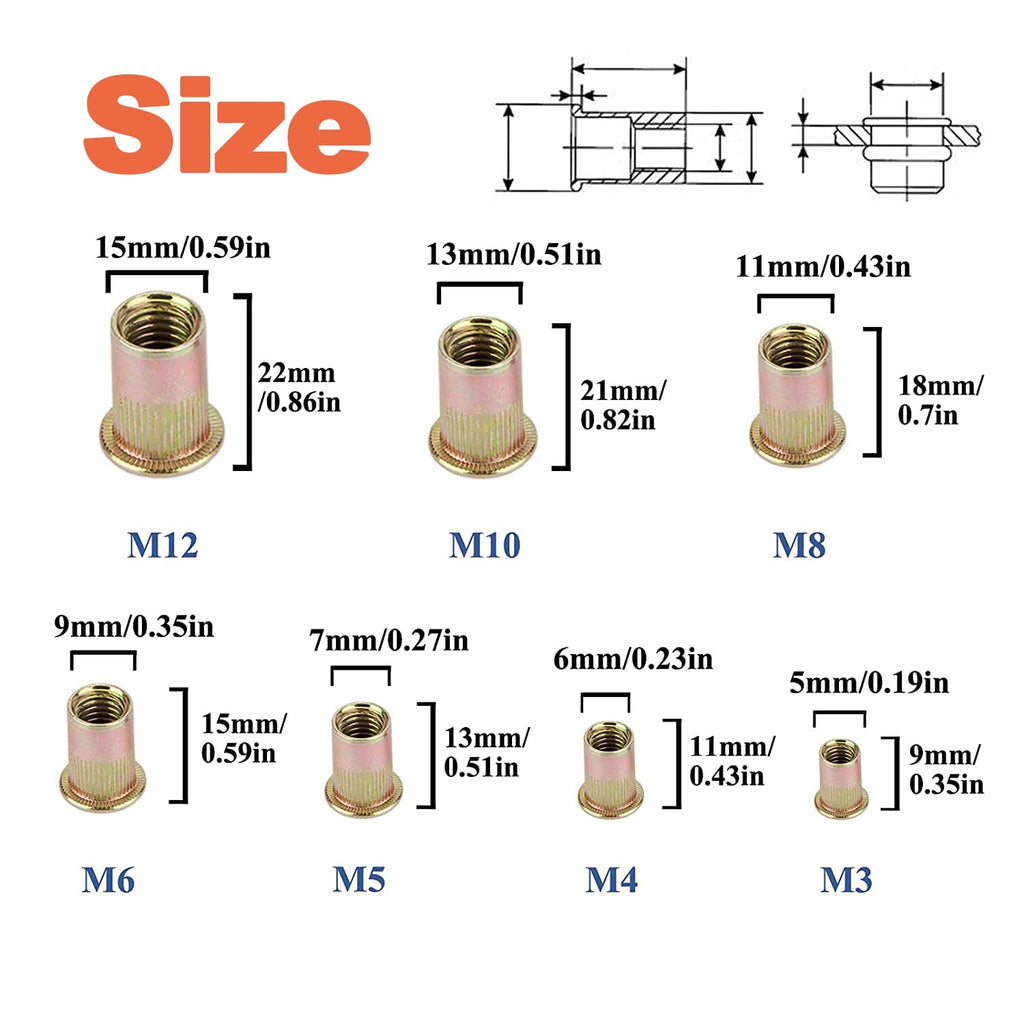 1310pcs Rivet Nut Tool Kit,16-Inch Rivnut Tool Kit with 11 Metric & SAE Mandrels(M3 M4 M5 M6 M8 M10 M12;SAE 10-24,1/4-20,5/16-18,3/8-16),NutsertTool Kit Rivet Nut Assortment Kit with Carrying Case