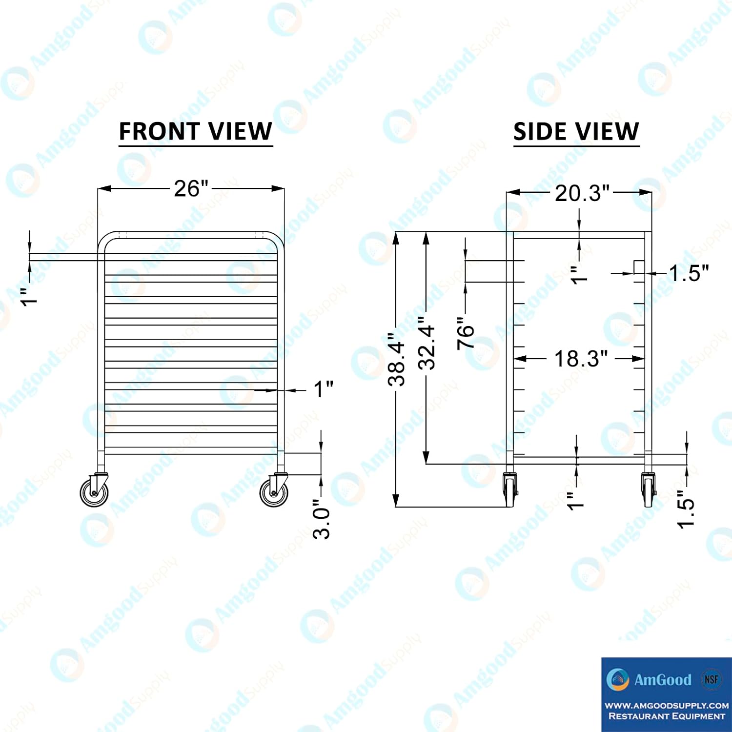 10 Pan End Load Half Height Bun / Sheet Pan Rack