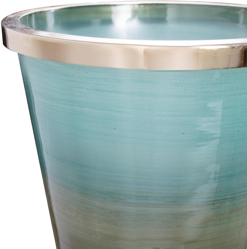 Howard Elliott Collection Multicolor Capri Stripe Flared Glass Vase for Flowers, Modern Abstract Decorative Flared Vase for Weddings, Floral Arrangements & Decoration, Large, 23.75 x 10.5 x 10.5 Inch