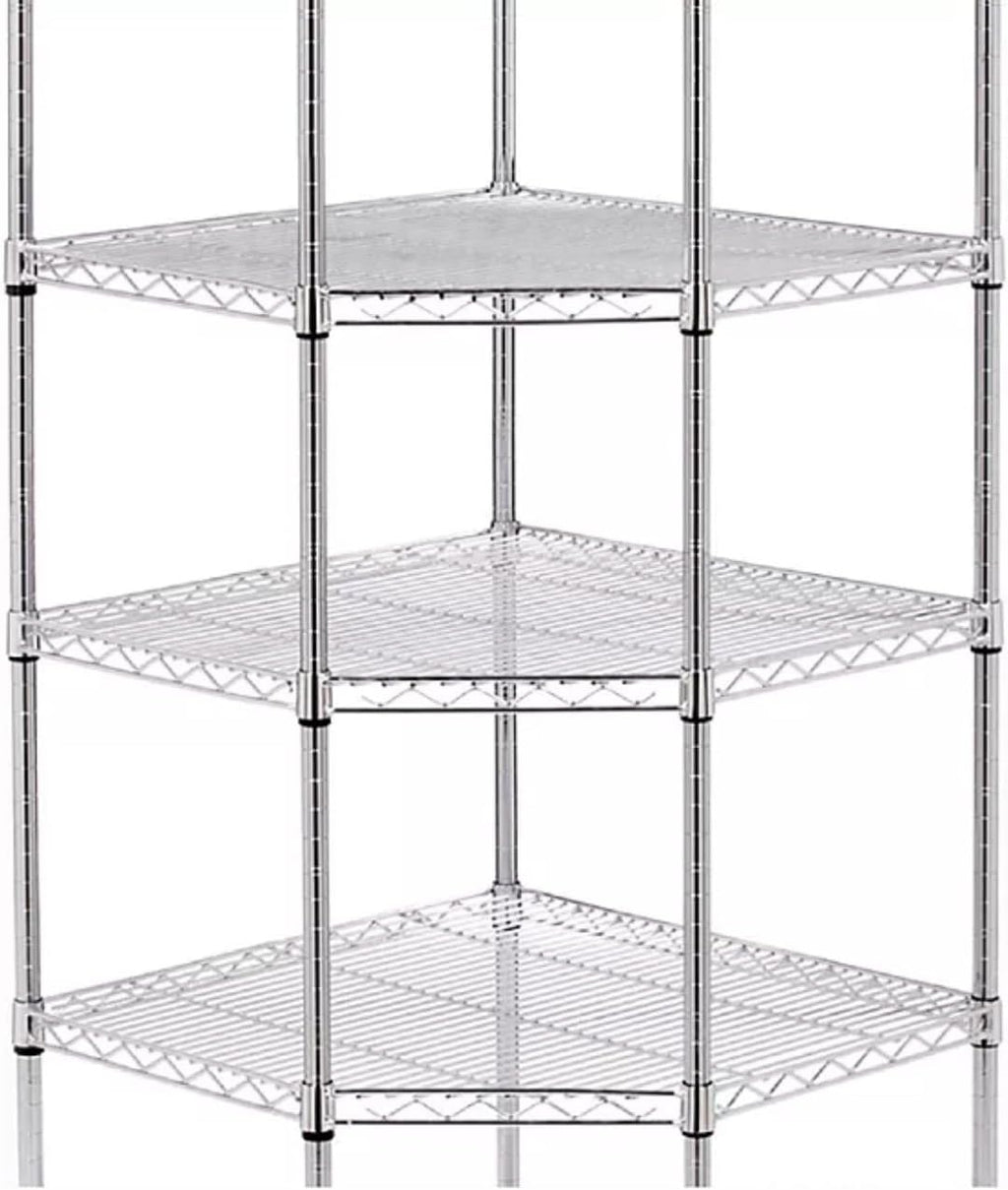 Heavy-Duty 6-Tier Corner Storage Shelf Unit with Wheels, Chrome Wire Shelving, Mobile Metal Rack with Casters