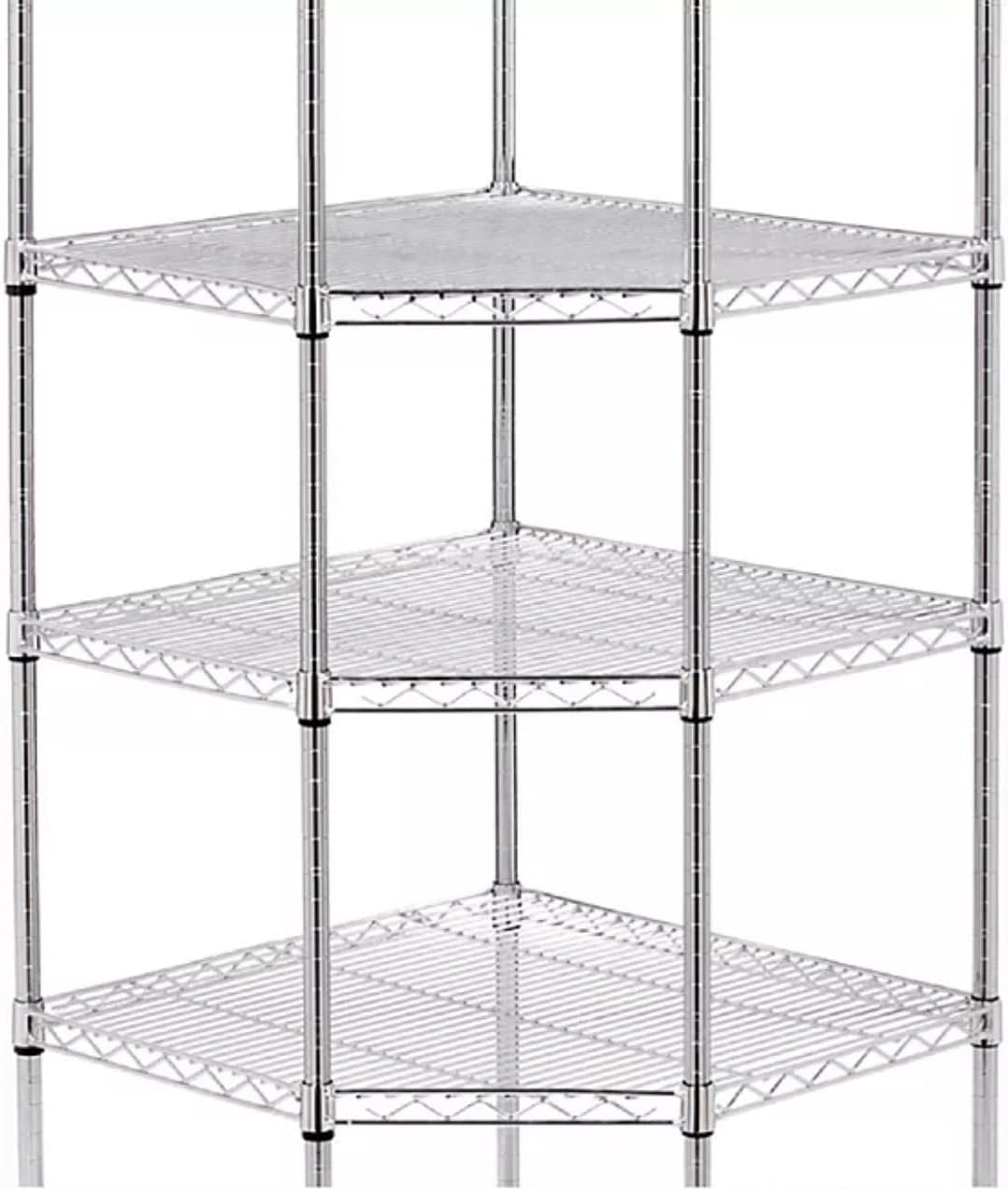 Heavy-Duty 6-Tier Corner Storage Shelf Unit with Wheels, Chrome Wire Shelving, Mobile Metal Rack with Casters