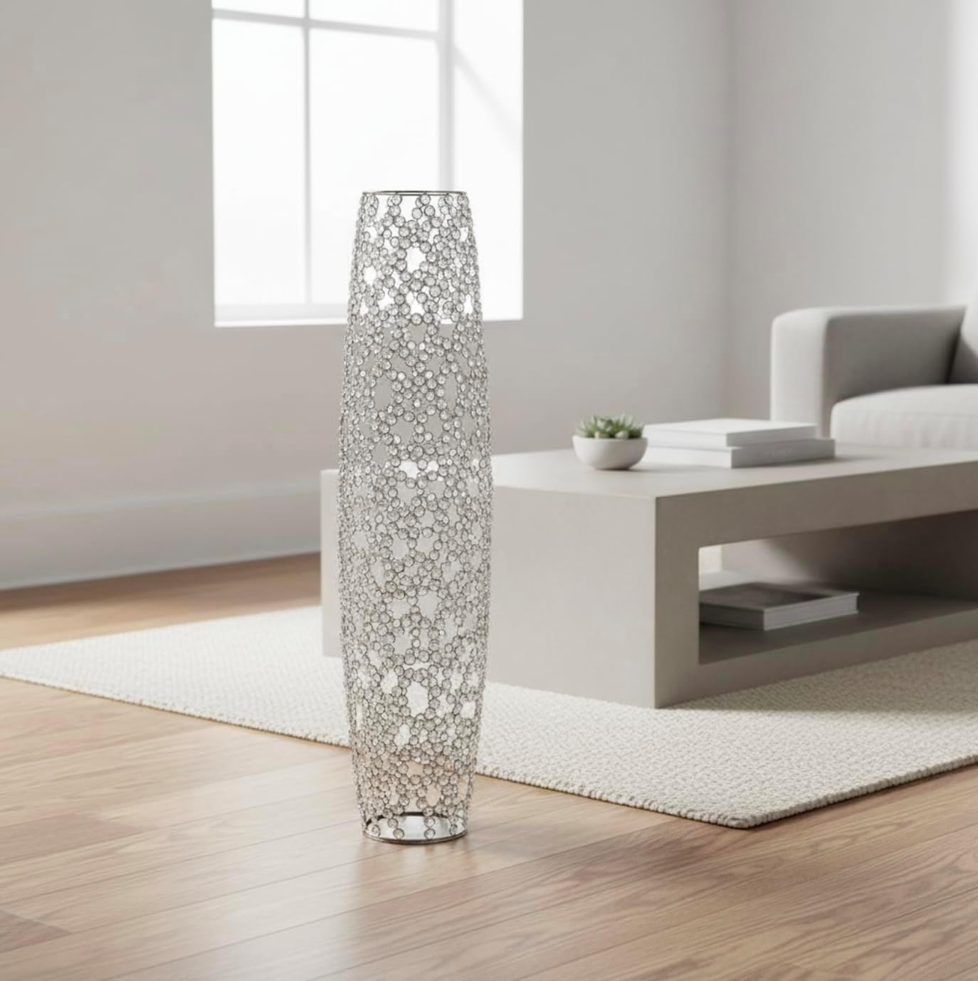 Modern Day Accents 5739 Ola De Cristal X-Large Floor Vase, Barrel for Flowers, Corner Decor, Decorative Floor Vase for Home Decor, Office Decor, 40' H