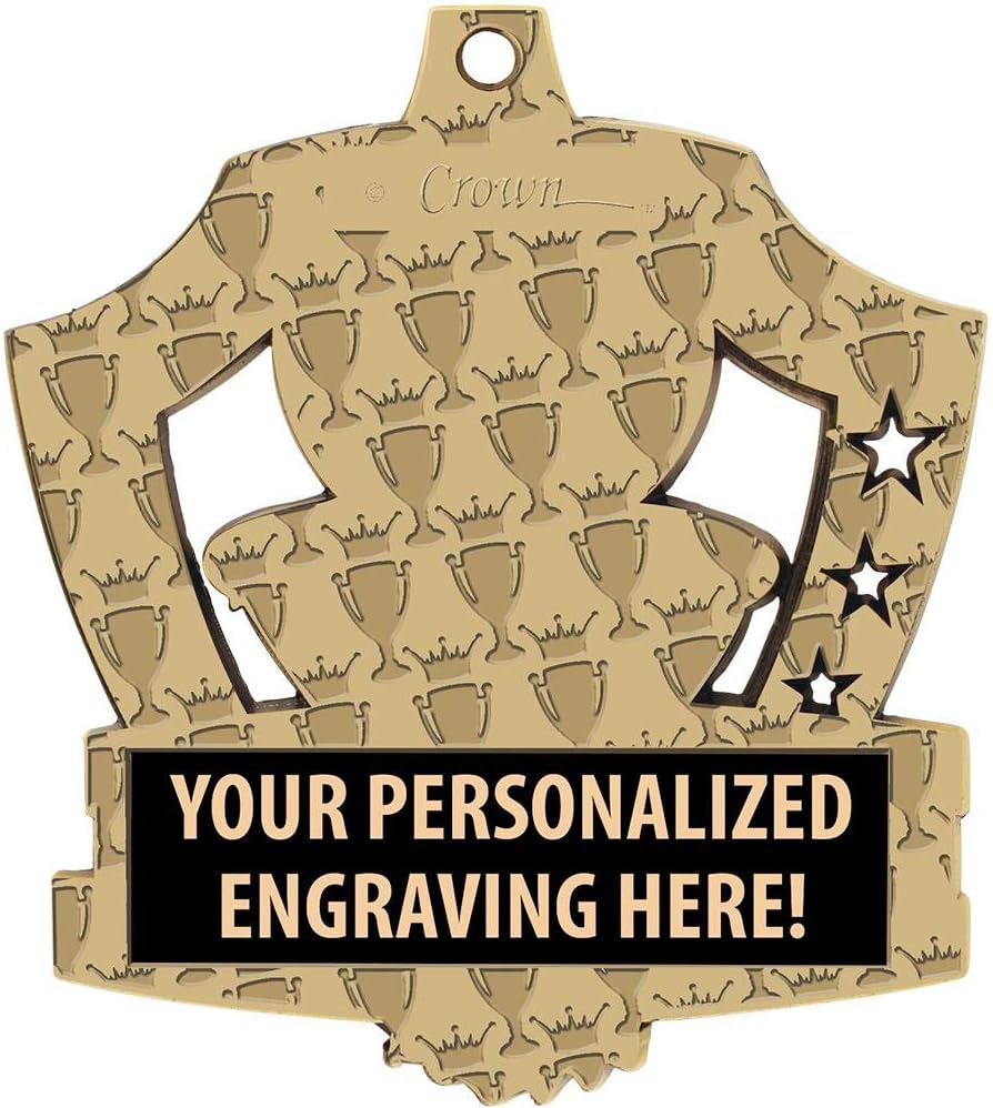 Crown Awards Custom Basketball Medals, 2 1/4' Shieldz Basketball Award Medals with Free Engraving Prime