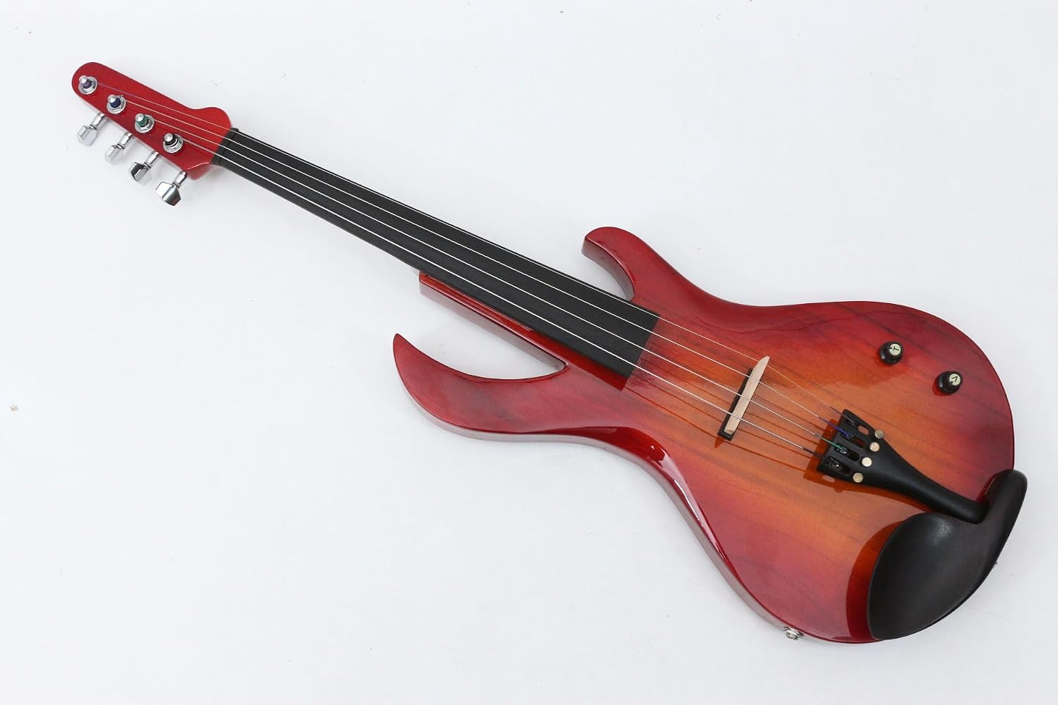 electric Viola 16 inch guitar-shaped Viola Solid Wood Body Ebony Fittings with case Bag, viola Bow, Rosin for Adults&Beginner&Students (Red)