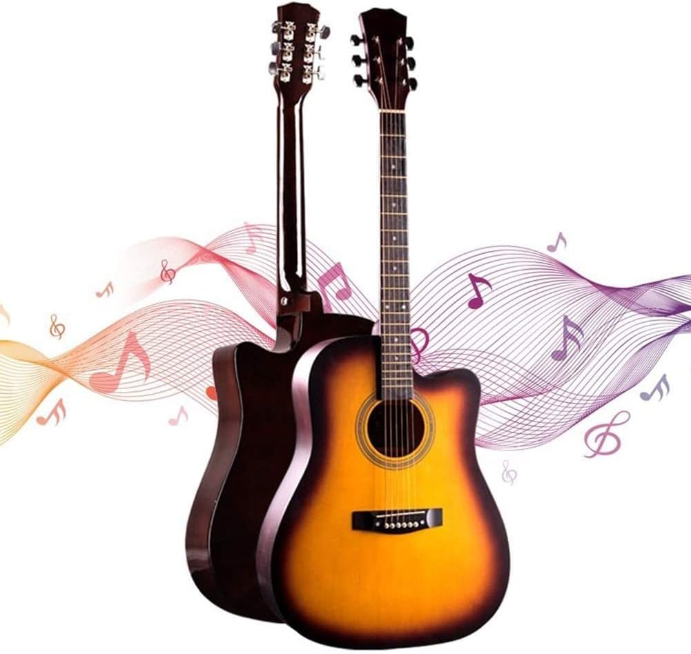 Full Size Guitar Acoustic Guitar Beginner Kit 41-inch Classical Guitar Student Adult Practice Musical Instruments Original Strings Beginner Acoustic Guitar Starter Package Student G (Yellow 41 inch) (