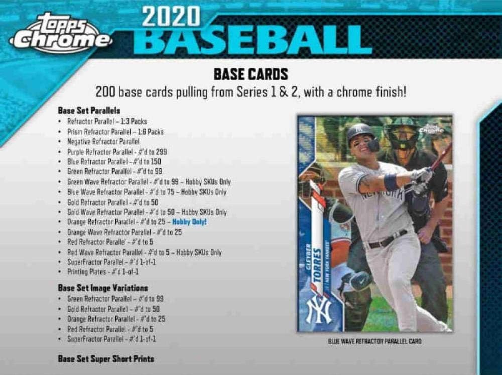 2020 Topps Chrome Baseball Hobby Box (24 Packs/4 Cards: 2 Autographs)