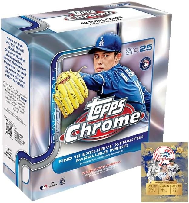 NEW 2025 CHROME Baseball Trading Card MEGA Box - Bonus Aaron Judge Card Sized Print
