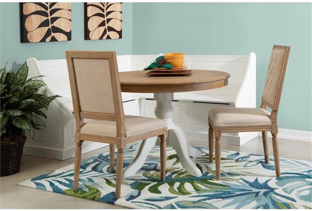 Riverbay Furniture Wood Corner Kitchen Breakfast Nook Set, White Finish, Pine and MDF with Hidden Storage, Smooth Rounded Corners, Soft Close Hinges, Space-Saving Design, Dining Room or Small Kitchen