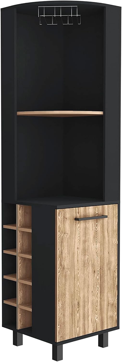 71' Corner Freestanding Storage Cabinet, Kitchen Storage Bakers Rack with 4 Shelves, Utility Food Cupboard with Stemware Rack, Multi