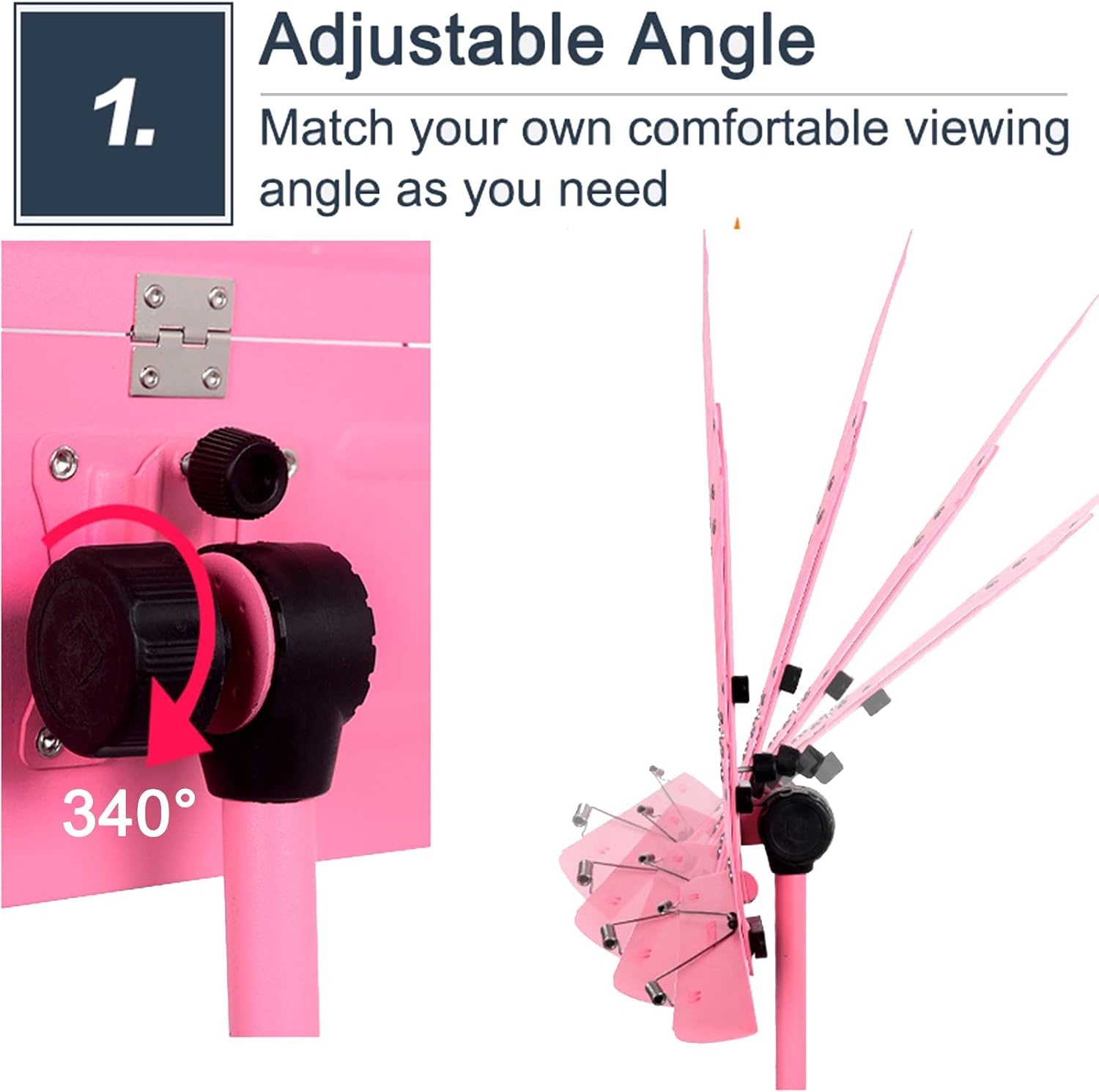 Pink Sheet Music Stand for Girls Playper Beginners, Foldable Portable Universal Orchestral Guitar Violin Sheet Music Holder, Concert Stage Travel