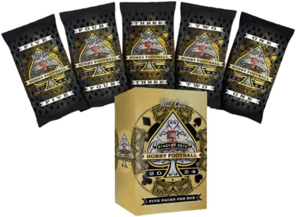 2024 Wild Card Five Card Draw Stacked Deck Football Hobby Trading Card Box (5 Autograph Cards Per Hobby Box Including a 1/1 Auto Encased Card)