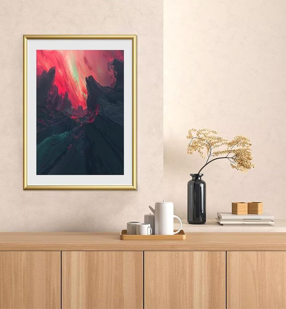 Paint by Numbers Kit for Beginner Mountain Art Kit Adult Paint by Number on Canvas Red DIY Acrylic Watercolor Oil Painting for Home Decor Gift 40x53 inch Model YEYUMEOZ5-W