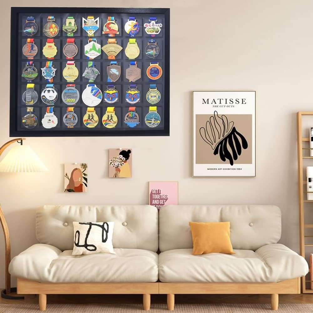 Marathon Medal Display Stand, 3D Medal Box Photo Frame Complete Medal and Race bib Frame kit, Running Marathon, Triathlon, Football Gymnastics, All Sports Medal Medal Medal Badge