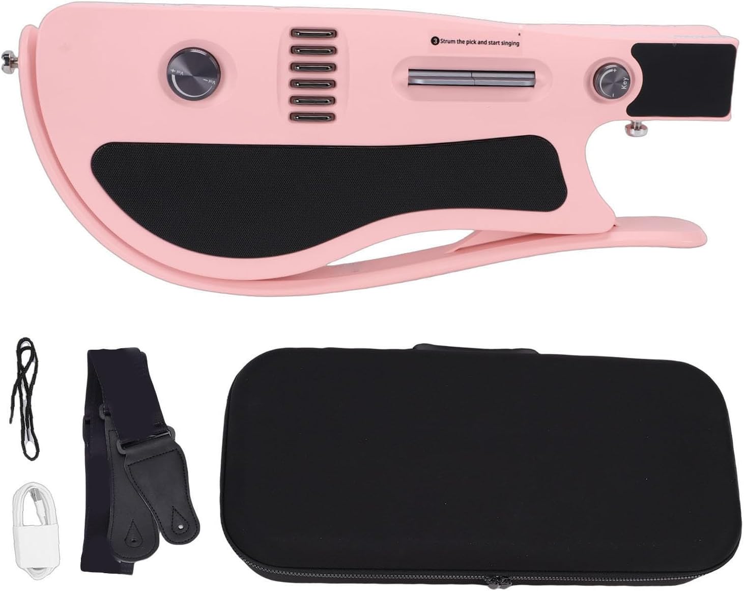 LiebeWH Stringless Smart Guitar Beginner Stringless Electric Guitar with Foldable Design for Beginner Pink