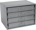 Global Industrial Durham Steel Compartment Box Rack with Four Adjustable Divider Compartment Boxes, 18' L x 12' W x 3' H Boxes, 20' L x 15-3/4'W x 15' H Overall