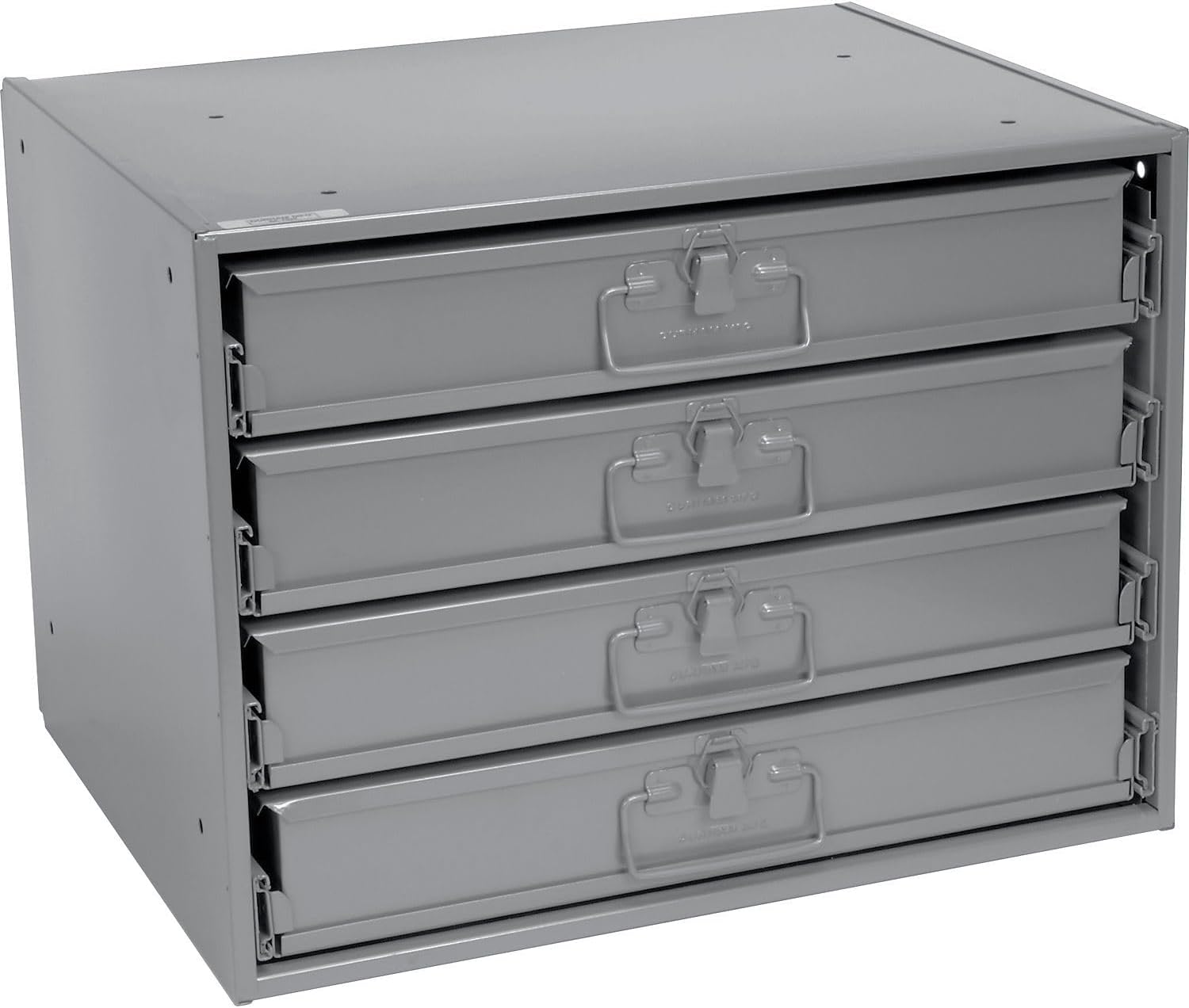 Global Industrial Durham Steel Compartment Box Rack with Four Adjustable Divider Compartment Boxes, 18' L x 12' W x 3' H Boxes, 20' L x 15-3/4'W x 15' H Overall