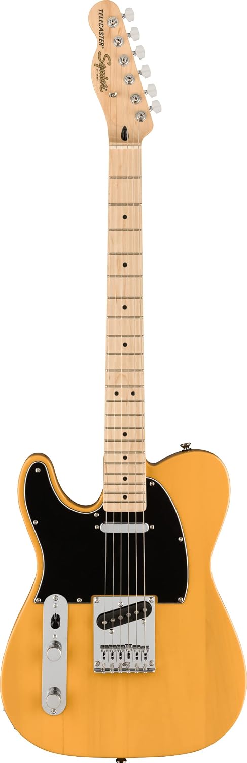 Fender Squier Affinity Telecaster w/Maple Fingerboard, Left Handed - Butterscotch Blonde Bundle with Gig Bag, Tuner, Strap, Picks, and Austin Bazaar Instructional DVD
