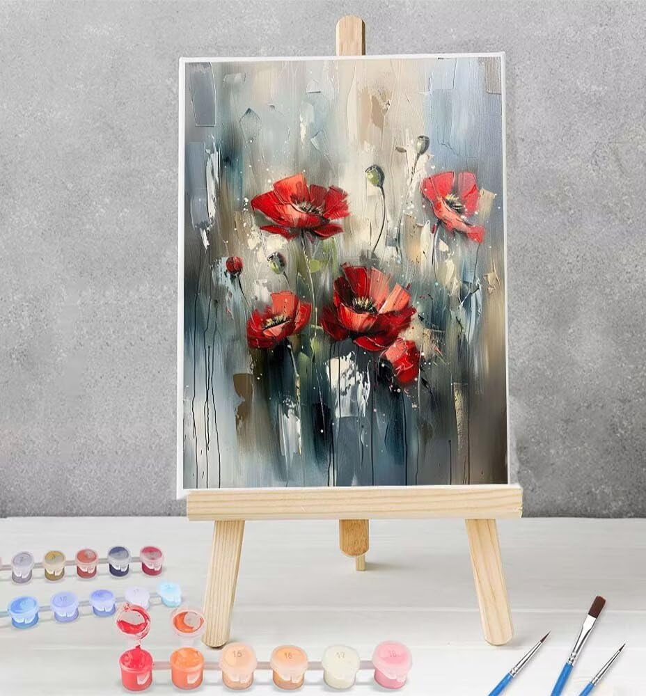 Paint by Numbers Kit for Beginner Flower Painting by Numbers DIY Acrylic Arts and Crafts Without Frame Red Easy Adult Canvas Art on Canvas 40x53 inch Model YEYUMEOZ3-2