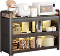 Kitchen Storage Rack with Doors, Corner Bakers Racks, Kitchen Shelving Unit Double Door Magnetic Design, for Kitchen, Dining Room(Small)