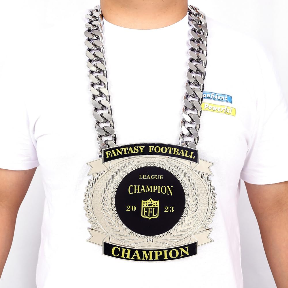 Fantasy Football Championship Chains Award, Champ Chains Award Winner Prize Trophy, 7-3/4″ x 7″ Large Champ Medal