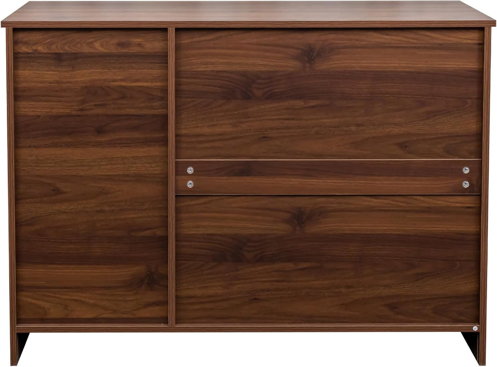 43' Modern Wood Freestanding Storage Cabinet, Kitchen Storage Bakers Rack with Easy Clean, Utility Food Cupboard with 2 Drawers for Dining Room Organization, Walnut